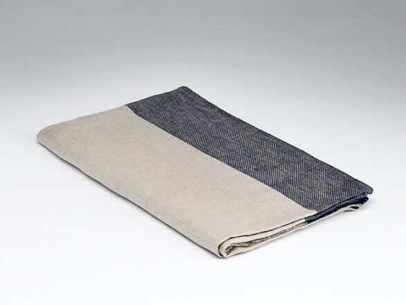 Linen Towel - Natural and Navy