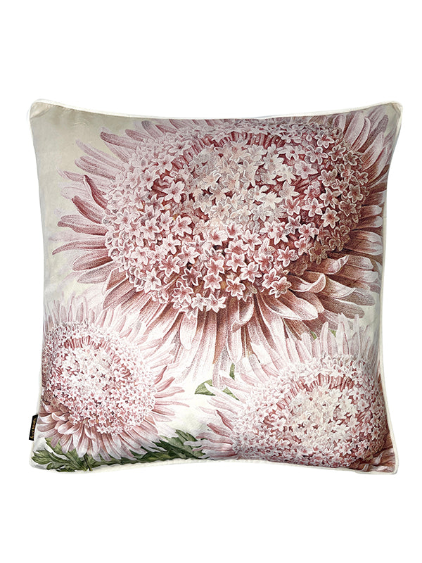 Velvet Pink Flower Cushion